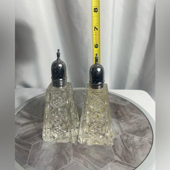 Vintage Irving W. Rice & Co. W. Germany Crystal Salt & Pepper Shakers 6.75” MCM - Picture 5 of 7